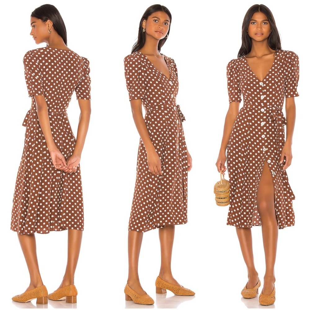 LPA Bambina Midi Dress Brown Dots